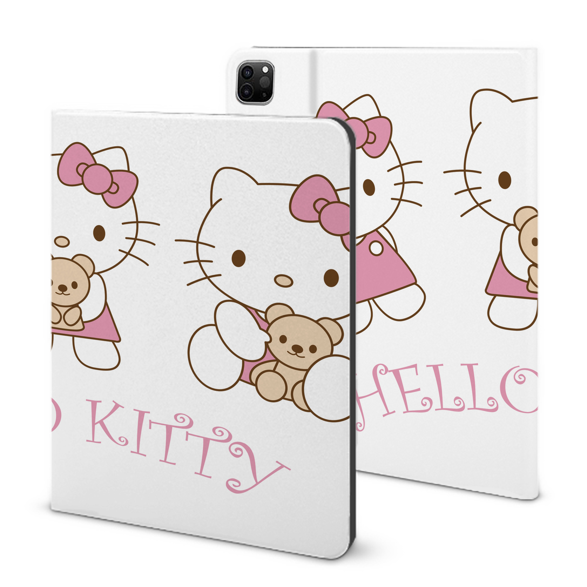 （画像用） Hello Kitty ハローキティ IPad ケース ブック型 PUレザー TPU 耐衝撃 軽量 薄型 ペン収納なし 全面保護 IPad 各モデル対応